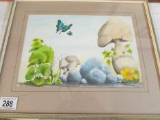 A framed and glazed watercolour signed D Browning, image 29cm x 19.5cm. frame 39cm x 32 cm