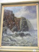 An oil on canvas, seascape off North Yorkshire coast, signed Cecil Gray, 1897, image 73cm x 61cm,