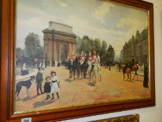 A large framed print of Cavalry near Marble Arch