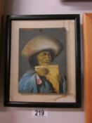 An early 19th century 'Peruvian Portrait' painted panel, 11.5cm x 15.5cm