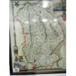 Three framed and glazed maps of Lincolnshire