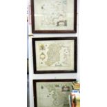 Three framed John Bartholomew maps inc Middle-sexia (Middlesex), Lancastria Palatinatvs, and