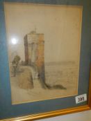 A watercolour of Phoenix Tower, Chester, A Hunt 1862