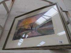 A Lincolnshire Wolds scene framed and gl