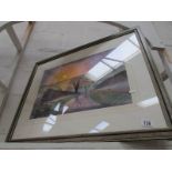 A Lincolnshire Wolds scene framed and gl