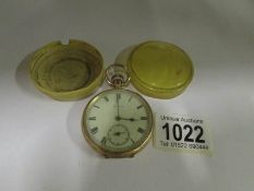 An Elgin gold plated pocket watch in pro