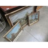 3 gilt framed country scene prints