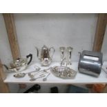 A mixed lot of silver plate including co