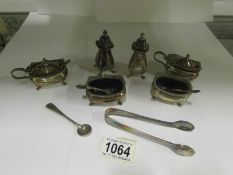 2 sets of silver condiments and silver s