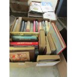 A box of books including war