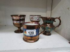 4 19th century lustre goblets and jugs