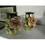 A pair of majolica vases, a/f