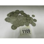 A quantity of pre 1947 silver coins, app