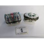 2 hand painted porcelain pill boxes (Del
