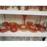 11 pieces of carnival glass
