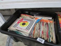 A box of 45rpm records including Crystal