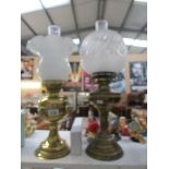 2 brass oil lamps