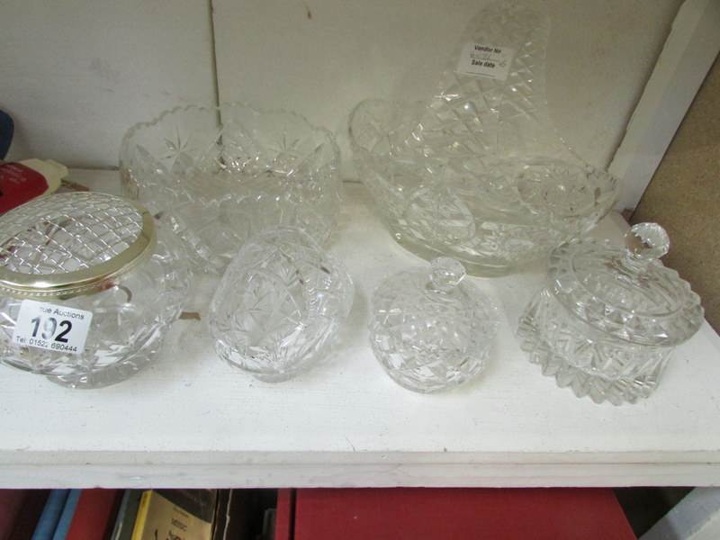A quantity of cut glass items