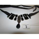 A black and marcasite necklace/belt