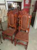A set of 6 dining chairs with tooled lea