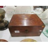 A brass bound mahogany writing box with