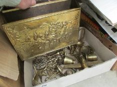 A box of brass ware including magazine r