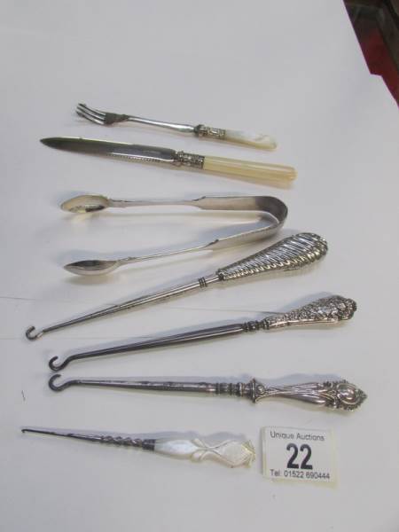 A mixed lot including silver handled but