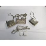 2 silver chains, a foreign silver purse
