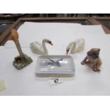 2 Beswick Swans, a Danish pin dish, Dani