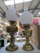 2 brass oil lamps