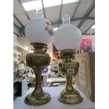 2 brass oil lamps