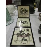 3 silhouette pictures, 2 signed K Kaskue