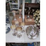 A mixed lot of silver plated including 6