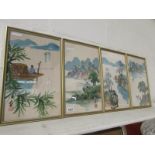 A set of 4 framed and glazed Oriental pa