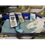 A cased set of Masonic items including a