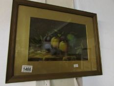 A framed and glazed still life of fruit