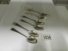 6 Georgian silver spoons including Chest