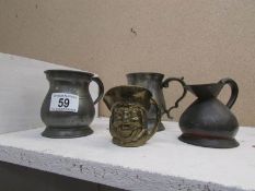 2 pewter tankards and 2 other items