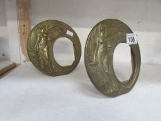 2 Art Deco style brass photo frames