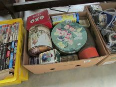 A box of old collector's tins