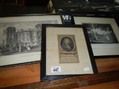 3 engravings of Hardwick Hall, Nocton an
