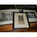 3 engravings of Hardwick Hall, Nocton an