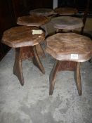 A set of 6 oak stools