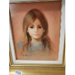 A portrait of a young girl on canvas