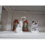 A pair of Austrian vases a/f, A NAO dog