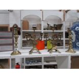 A pair of Victorian brass candlesticks a