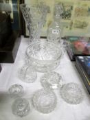 A mixed lot of cut glass including decan
