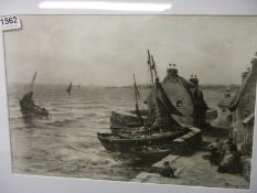 A framed and glazed print of a fishing v