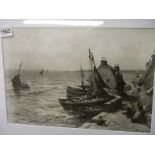 A framed and glazed print of a fishing v