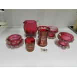 6 pieces of ruby and cranberry glass (3